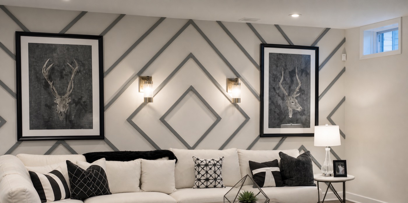 Wide coffered ceiling detail