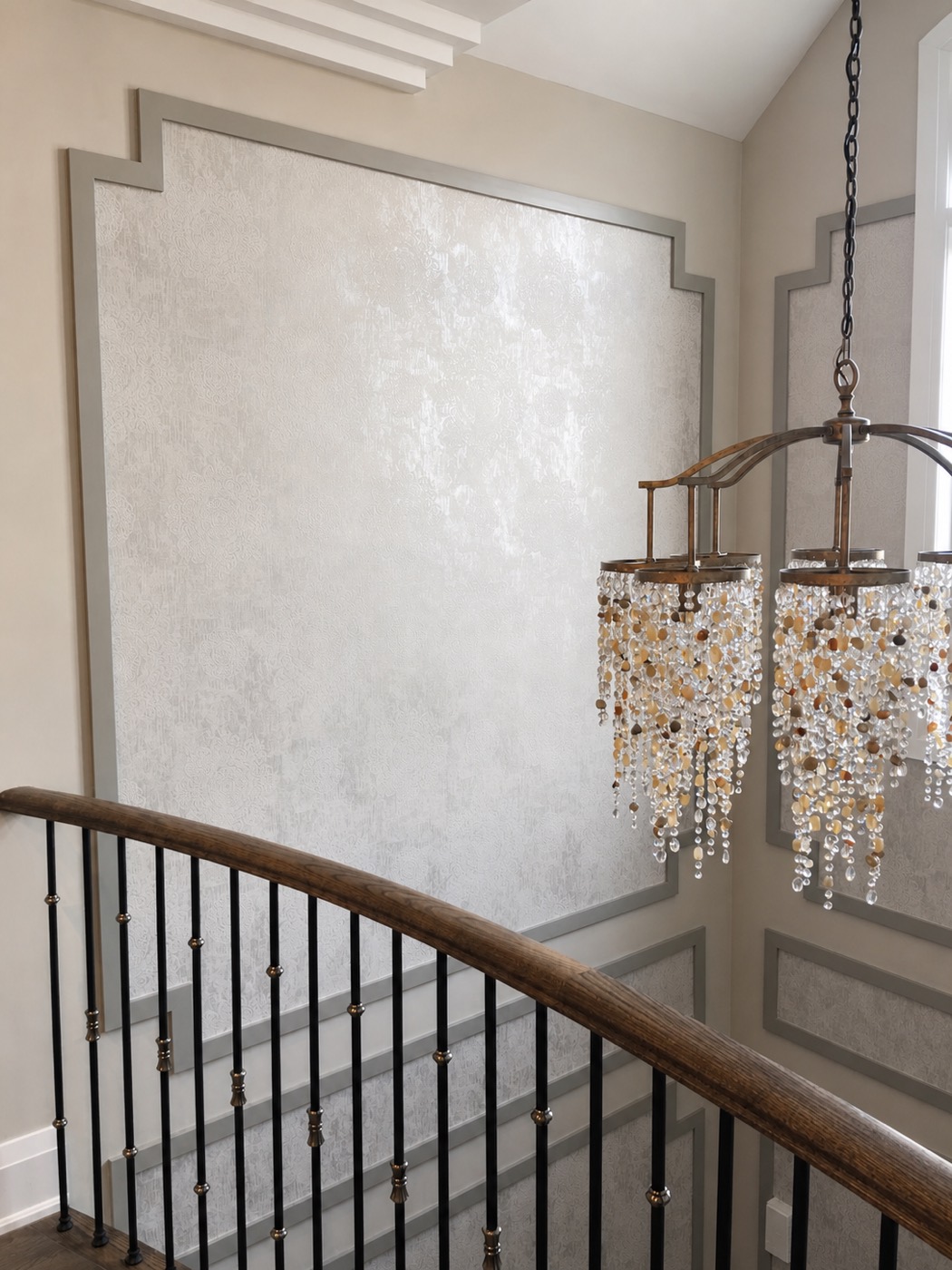 Tall panelled foyer wall