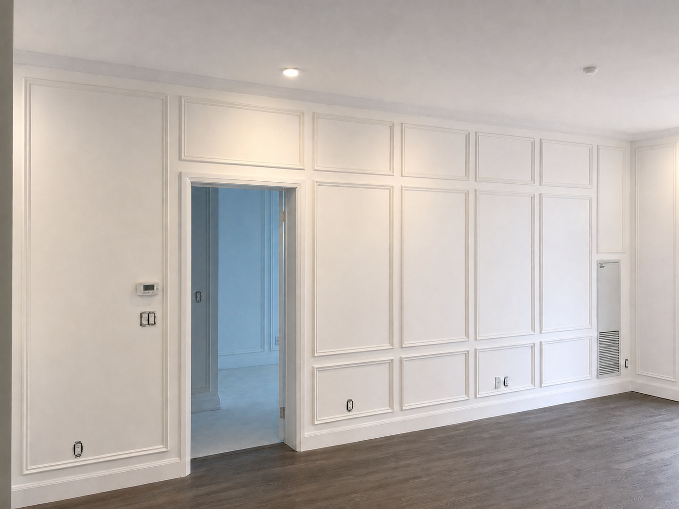 Grey wainscoting detail