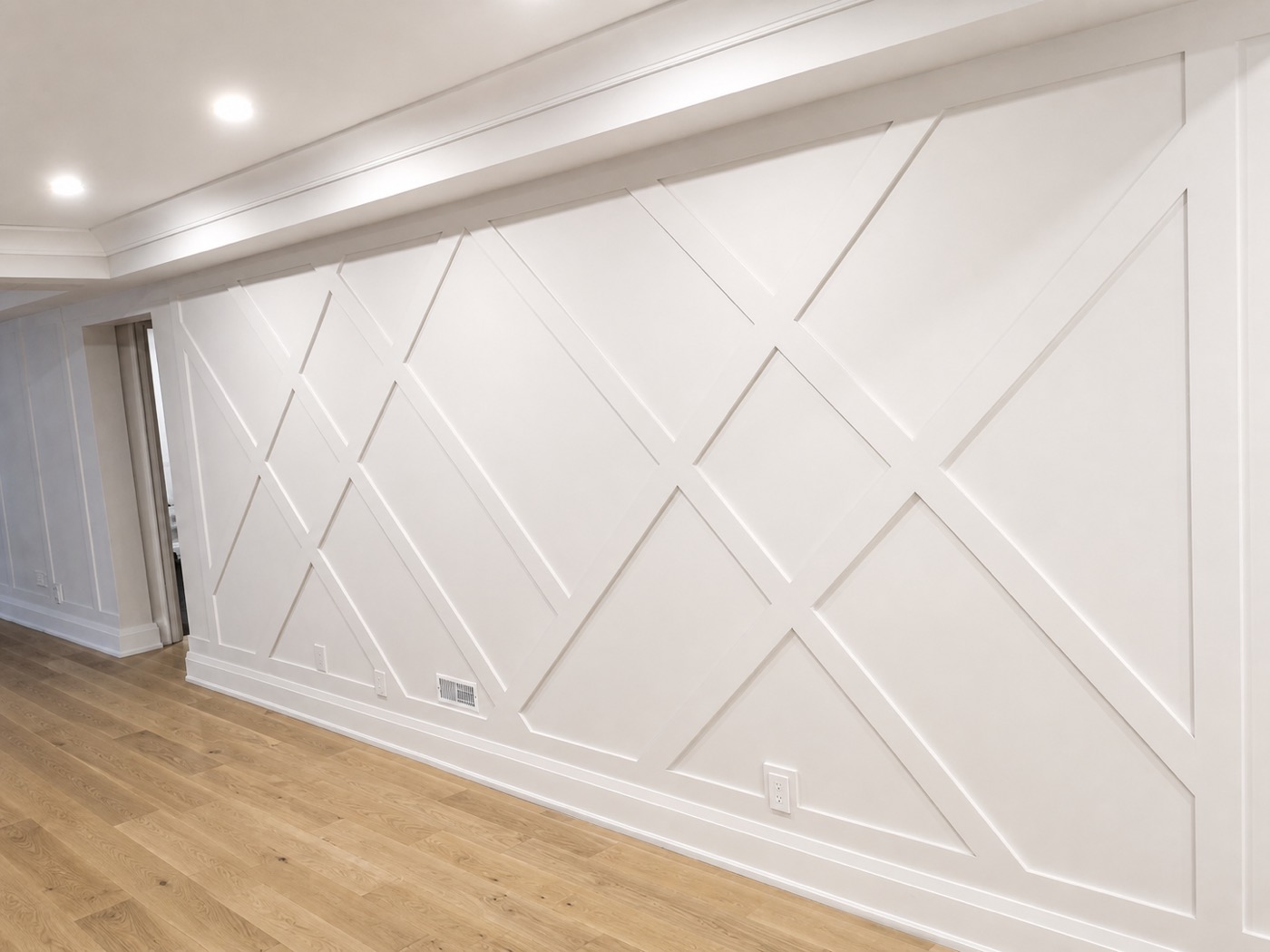 White geometric feature wall
